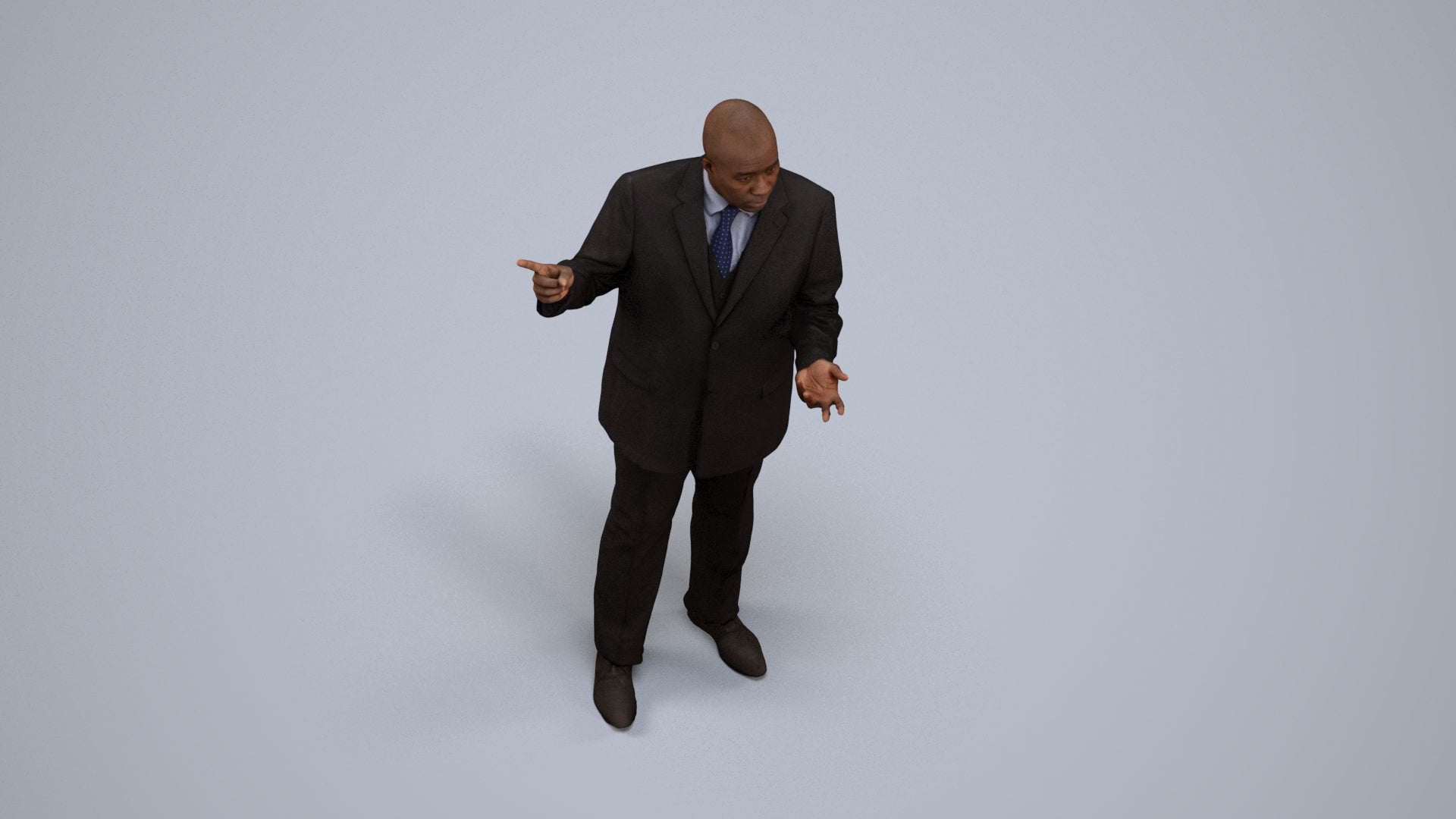 realistic 3D human man business, archviz people FBX OBJ for Blender, back view render