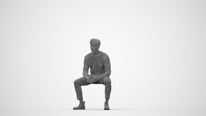 3D scanned man business casual, photorealistic archviz people for Enscape and SketchUp, wireframe back view