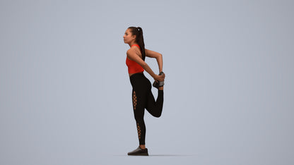 realistic 3D woman sport, scanned archviz people for Blender and 3ds Max, top-down view render