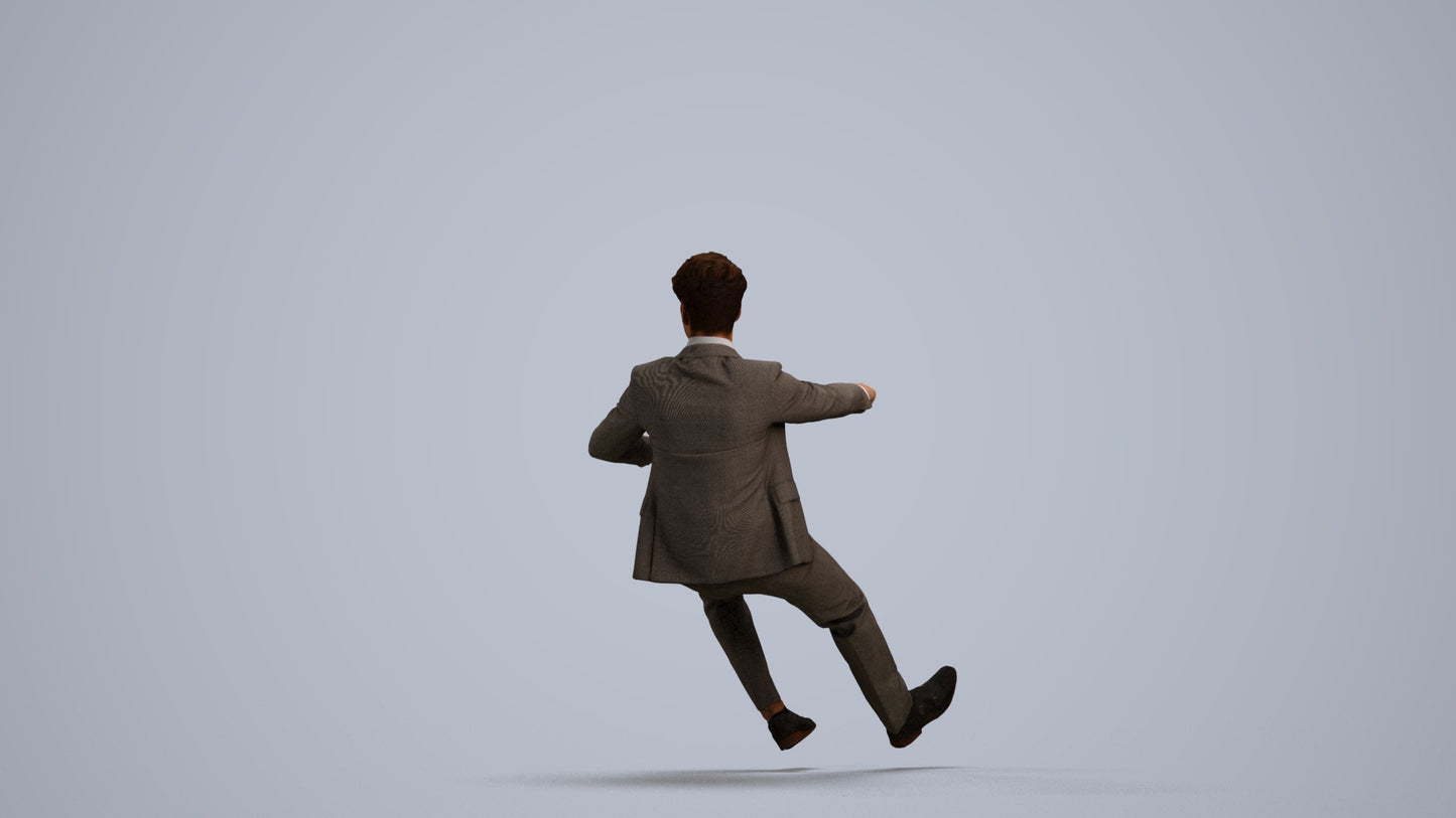 realistic 3D human man business driving, archviz people FBX OBJ for Blender, front view render