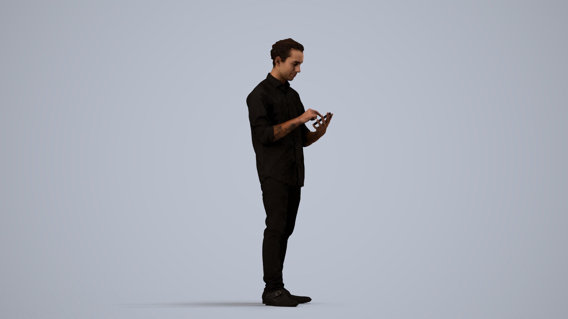 scanned 3D man casual standing, photogrammetry people for Enscape and V-Ray, side view render