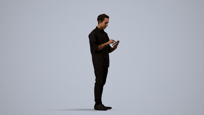scanned 3D man casual standing, photogrammetry people for Enscape and V-Ray, side view render