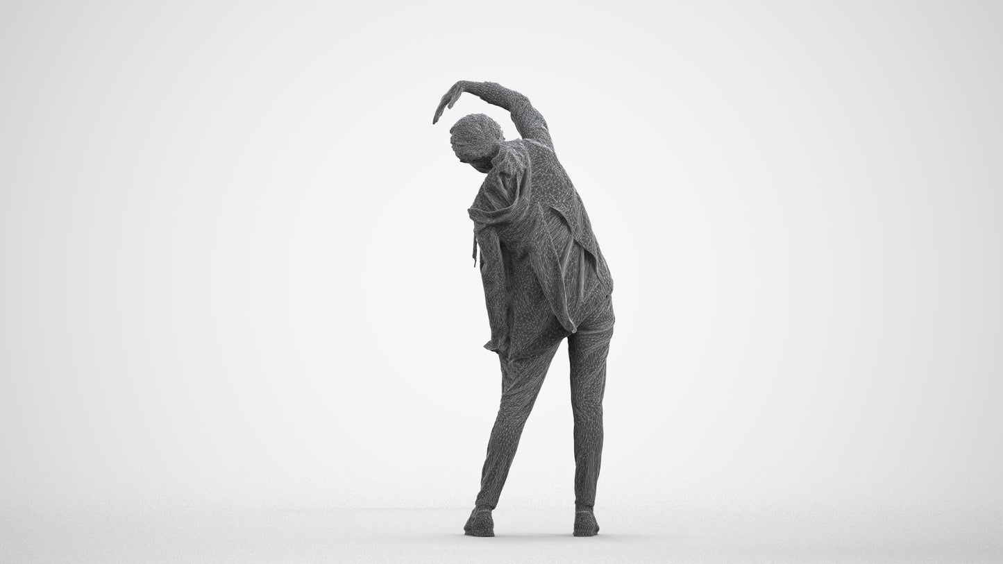 realistic 3D people senior woman sport, render-ready for V-Ray and Corona, FBX OBJ, wireframe front view