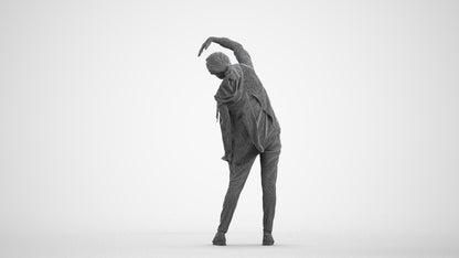 realistic 3D people senior woman sport, render-ready for V-Ray and Corona, FBX OBJ, wireframe front view