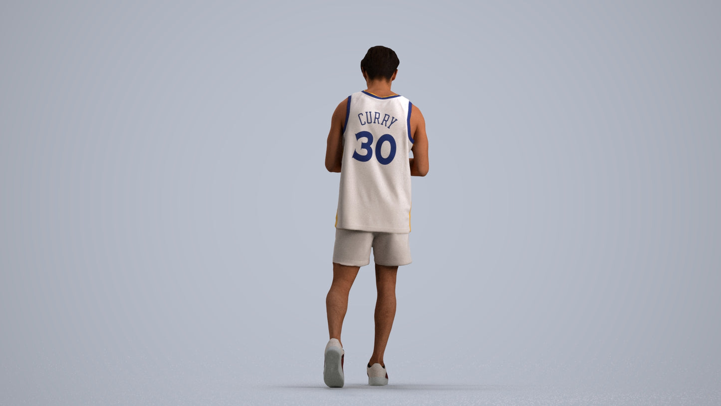 photogrammetry 3D man sport walking, realistic human model archviz FBX, front view render