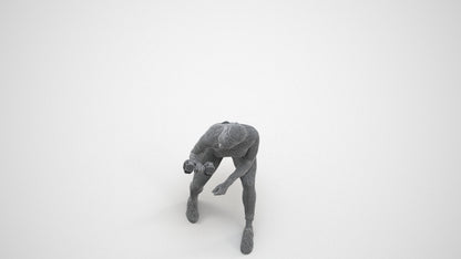 realistic 3D human woman sport, archviz people FBX OBJ for Blender, wireframe three-quarter view
