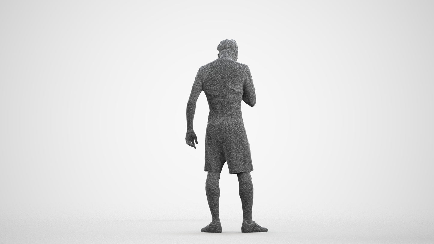 3D human model man sport, photogrammetry scanned person for archviz, wireframe front view