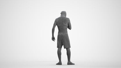 3D human model man sport, photogrammetry scanned person for archviz, wireframe front view