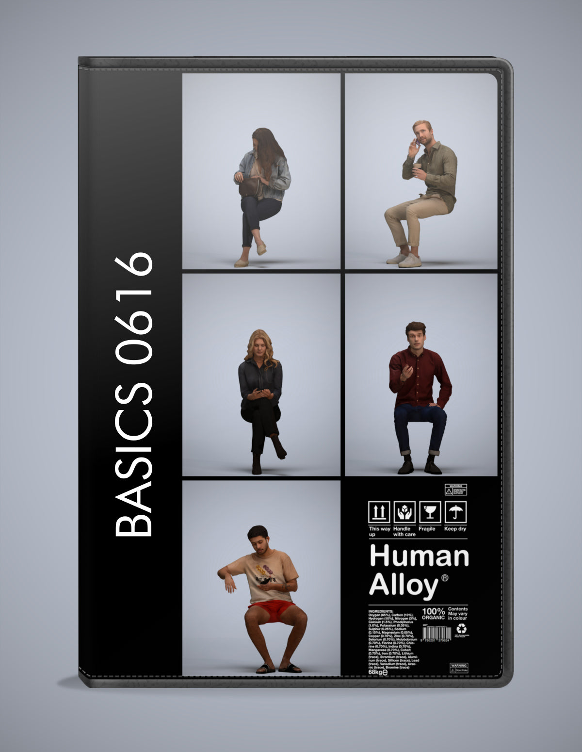 3D human models sitting bundle, 5 photogrammetry scanned people for archviz