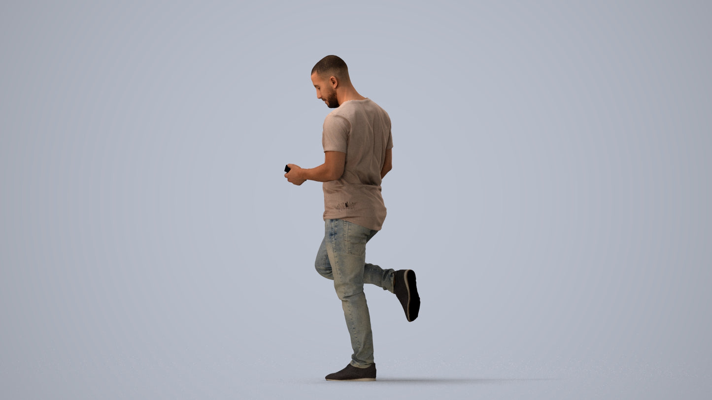realistic 3D people man casual standing, render-ready for V-Ray and Corona, FBX OBJ, three-quarter view render
