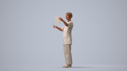 scanned 3D senior woman medical, photogrammetry people for Enscape and V-Ray, three-quarter view render