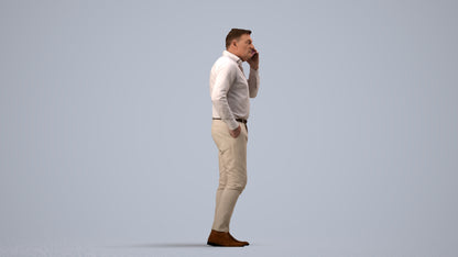 realistic 3D people man casual standing, render-ready for V-Ray and Corona, FBX OBJ, side view render