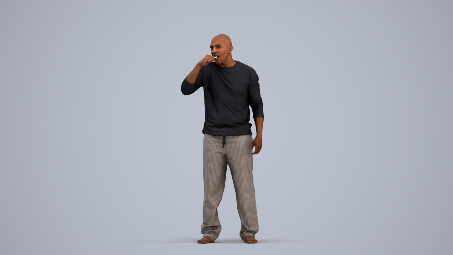 3D people model man bathroom, scanned human for 3ds Max rendering, standing pose render