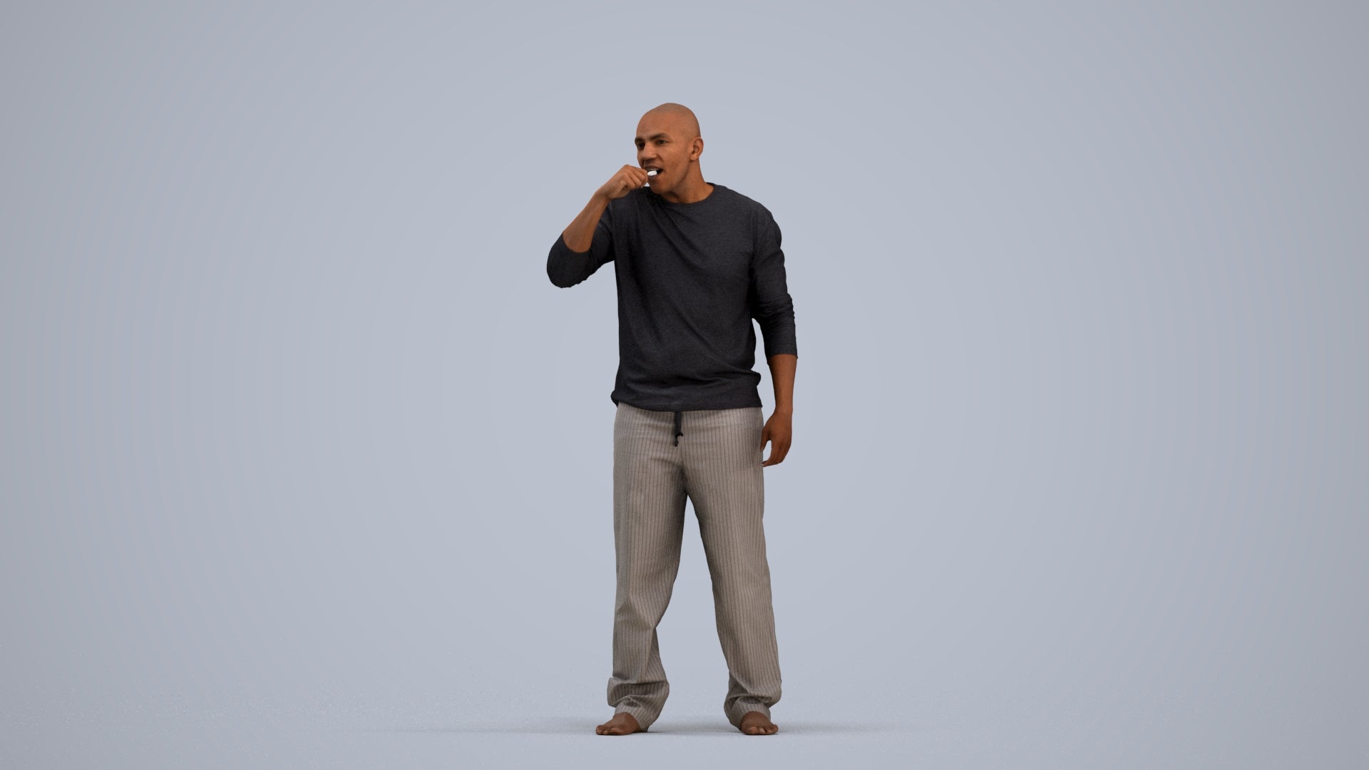 3D people model man bathroom, scanned human for 3ds Max rendering, standing pose render