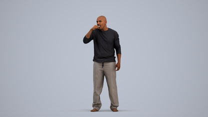 3D people model man bathroom, scanned human for 3ds Max rendering, standing pose render
