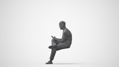 3D scanned man sitting casual, photorealistic archviz people for Enscape and SketchUp, square thumbnail
