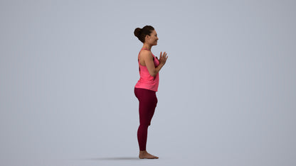 3D scanned woman sport, photorealistic archviz people for Enscape and SketchUp, side view render