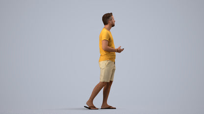 3D scanned man walking, photorealistic archviz people for Enscape and SketchUp, side view render