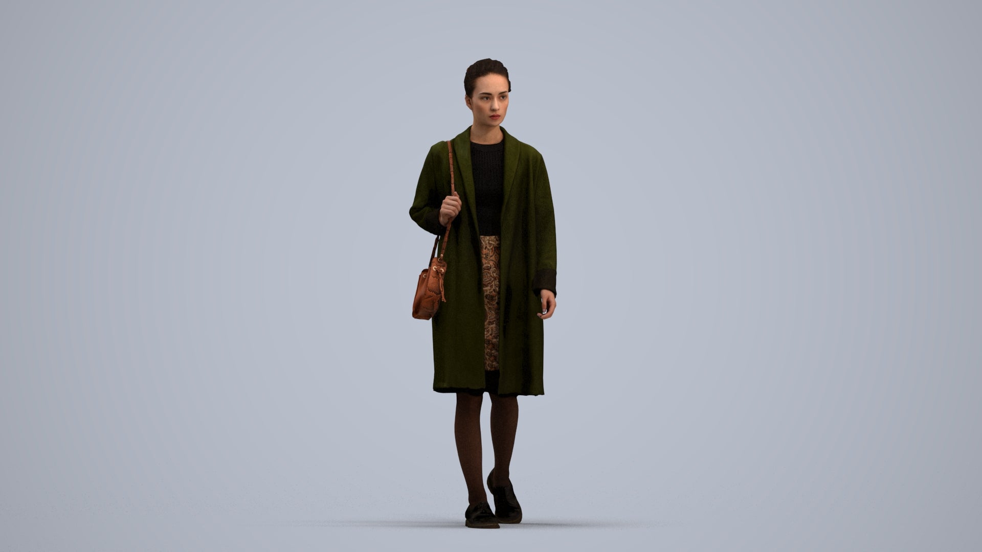 3D people model woman casual walking, scanned human for 3ds Max rendering, standing pose render