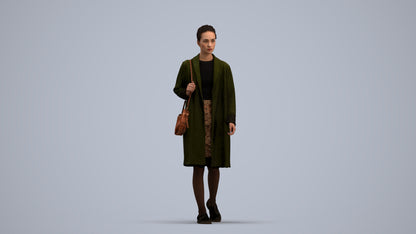 3D people model woman casual walking, scanned human for 3ds Max rendering, standing pose render