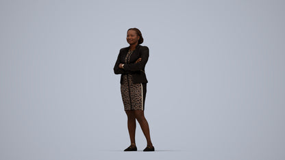 realistic 3D people woman business standing, render-ready for V-Ray and Corona, FBX OBJ, top-down view render