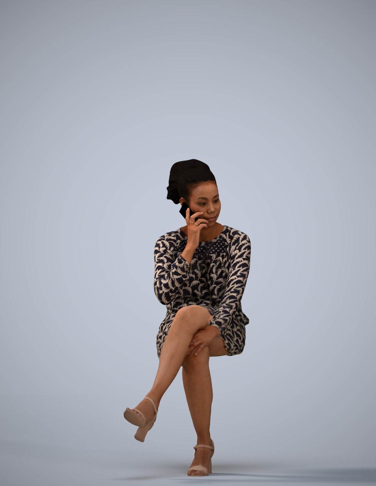 3D people model woman casual sitting, scanned human for 3ds Max rendering