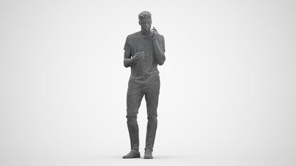 3D people model man casual standing, scanned human for 3ds Max rendering, three-quarter front view render