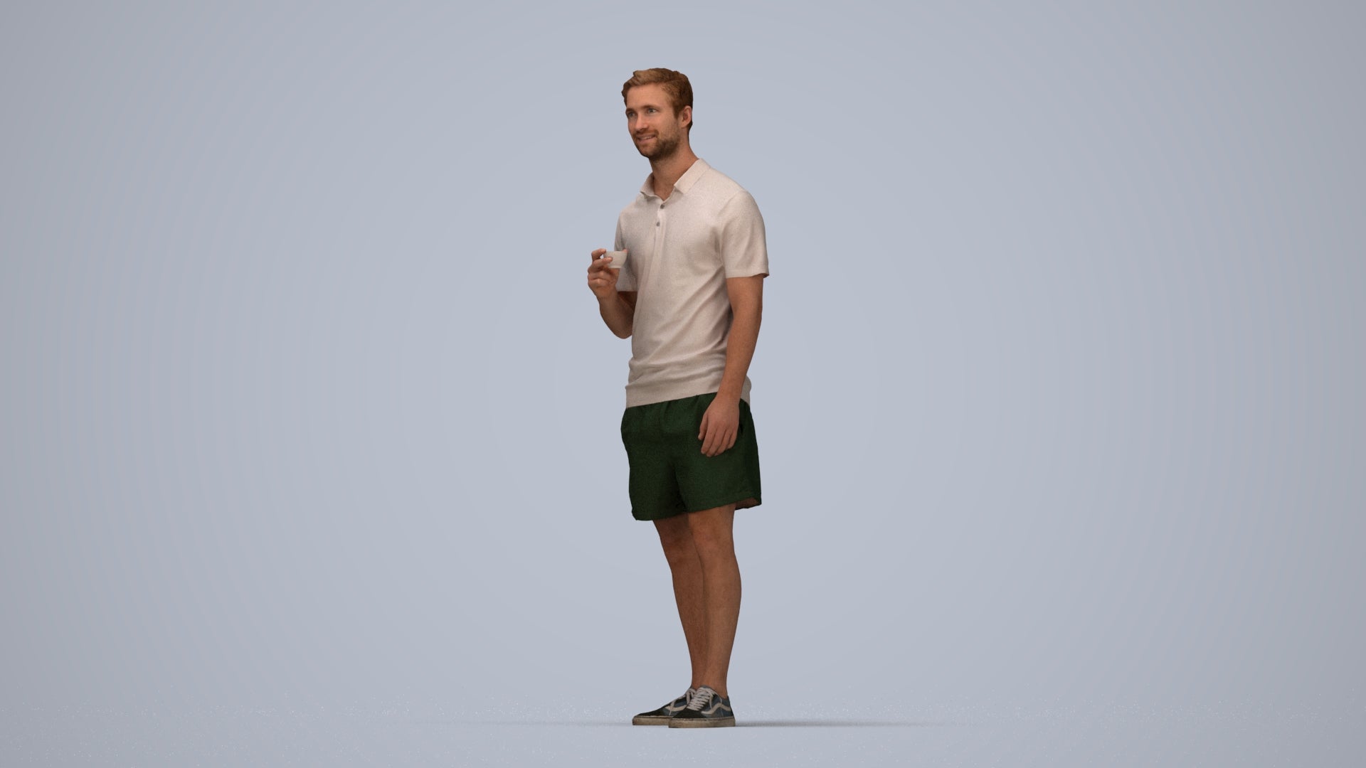 scanned 3D man casual standing, photogrammetry people for Enscape and V-Ray, top-down view render