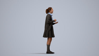 realistic 3D human girl kids, archviz people FBX OBJ for Blender, side view render