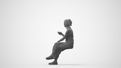 photogrammetry 3D woman casual sitting, realistic human model archviz FBX, square thumbnail