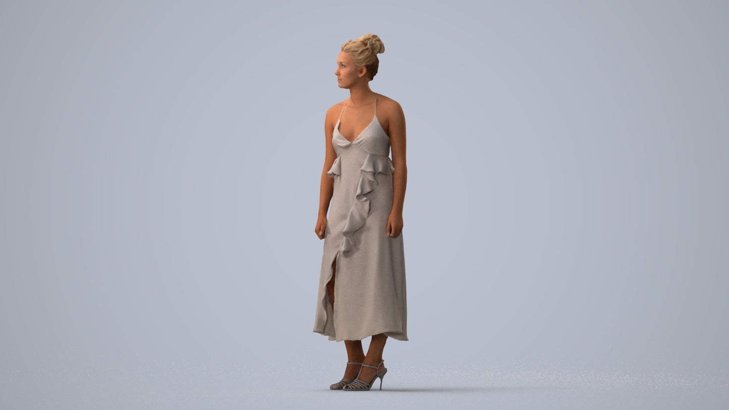 scanned 3D woman formal formalaffairs, photogrammetry people for Enscape and V-Ray, three-quarter view render