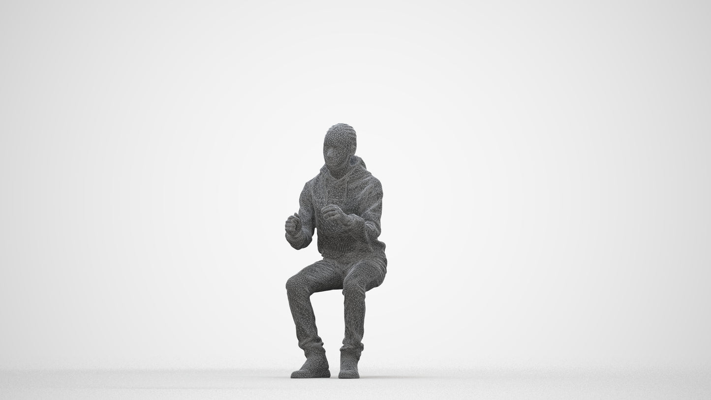 3D people model boy casual kids, scanned human for 3ds Max rendering, wireframe back view