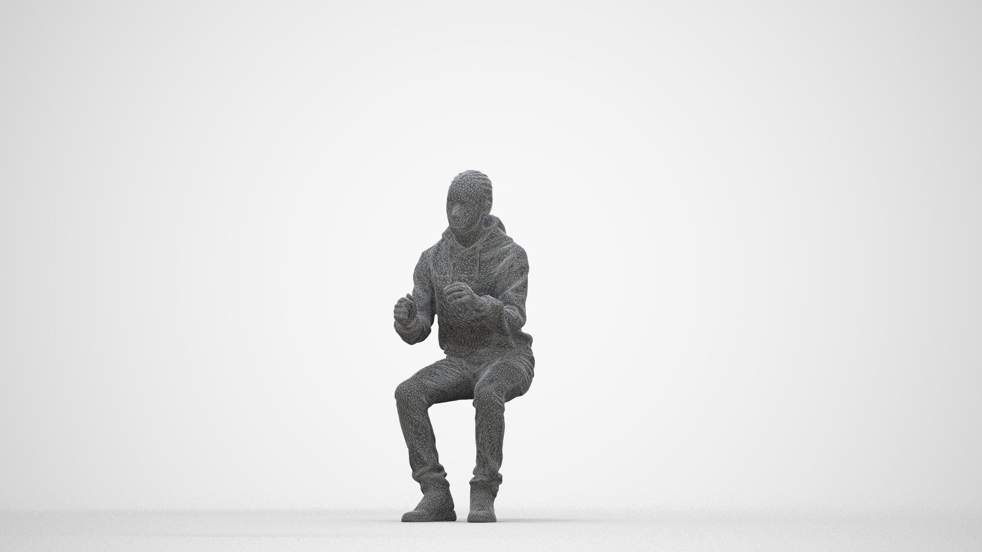 3D people model boy casual kids, scanned human for 3ds Max rendering, wireframe back view