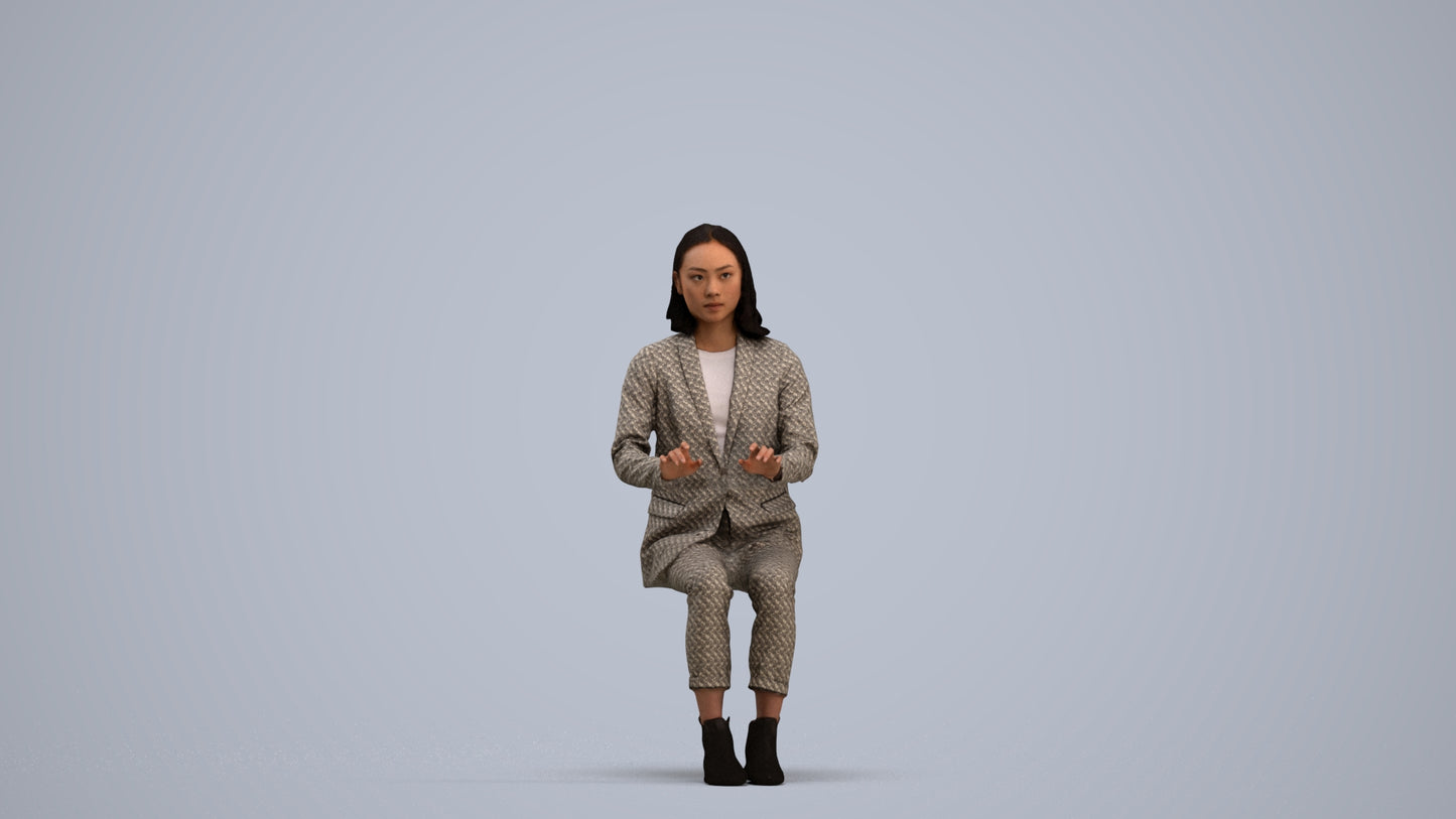 scanned 3D woman business, photogrammetry people for Enscape and V-Ray, standing pose render