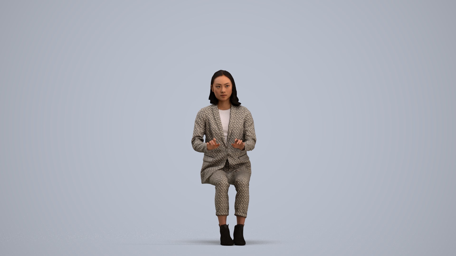 scanned 3D woman business, photogrammetry people for Enscape and V-Ray, standing pose render