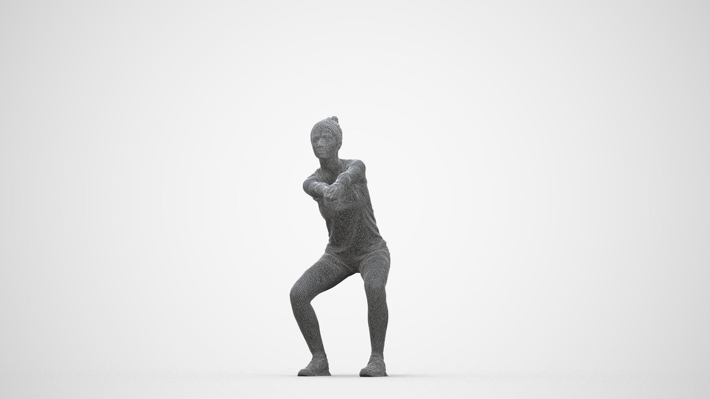 realistic 3D people girl sport, render-ready for V-Ray and Corona, FBX OBJ, wireframe back view
