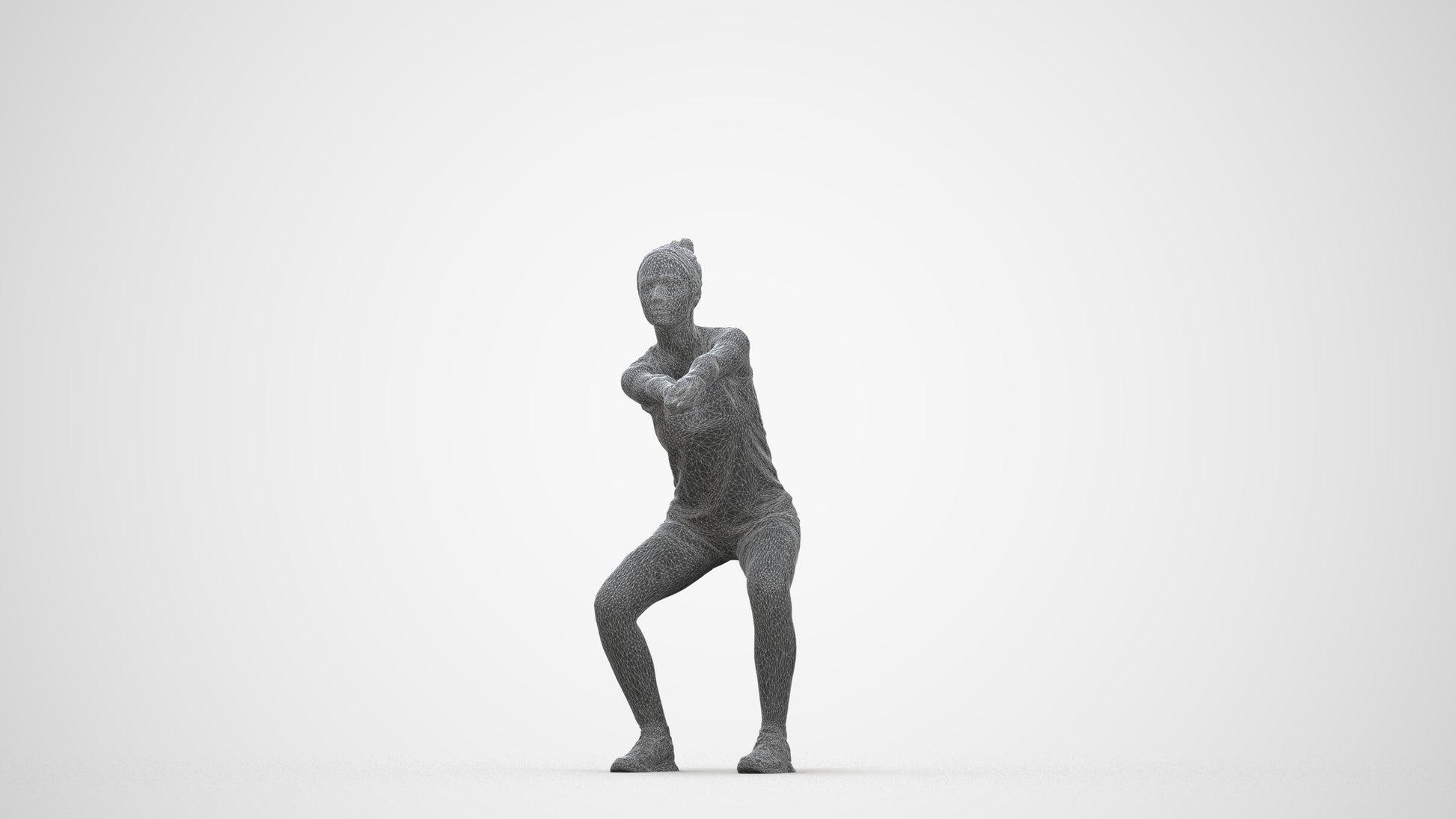realistic 3D people girl sport, render-ready for V-Ray and Corona, FBX OBJ, wireframe back view