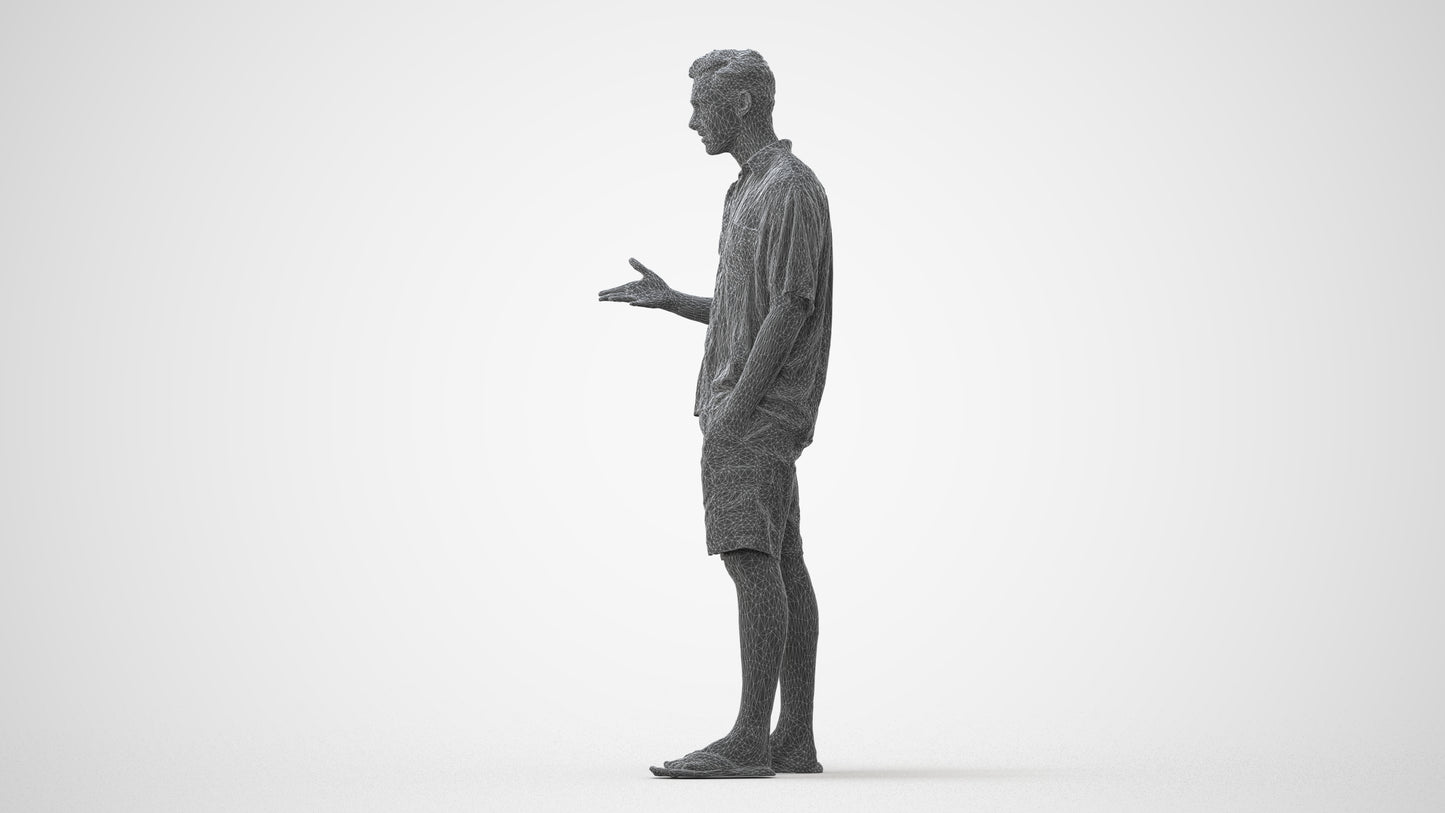 realistic 3D human man casual standing, archviz people FBX OBJ for Blender, square thumbnail