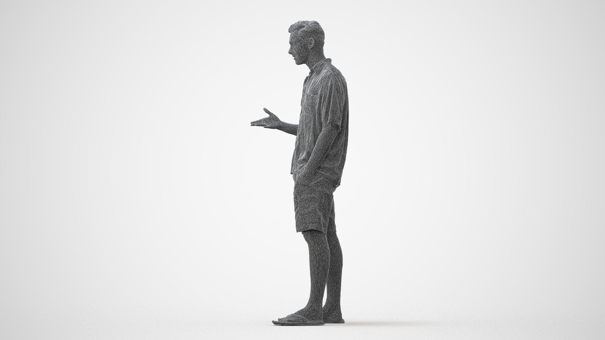 realistic 3D human man casual standing, archviz people FBX OBJ for Blender, square thumbnail