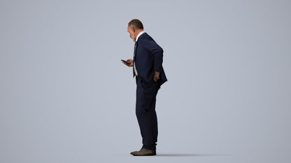 realistic 3D senior man business, scanned archviz people for Blender and 3ds Max, three-quarter view render