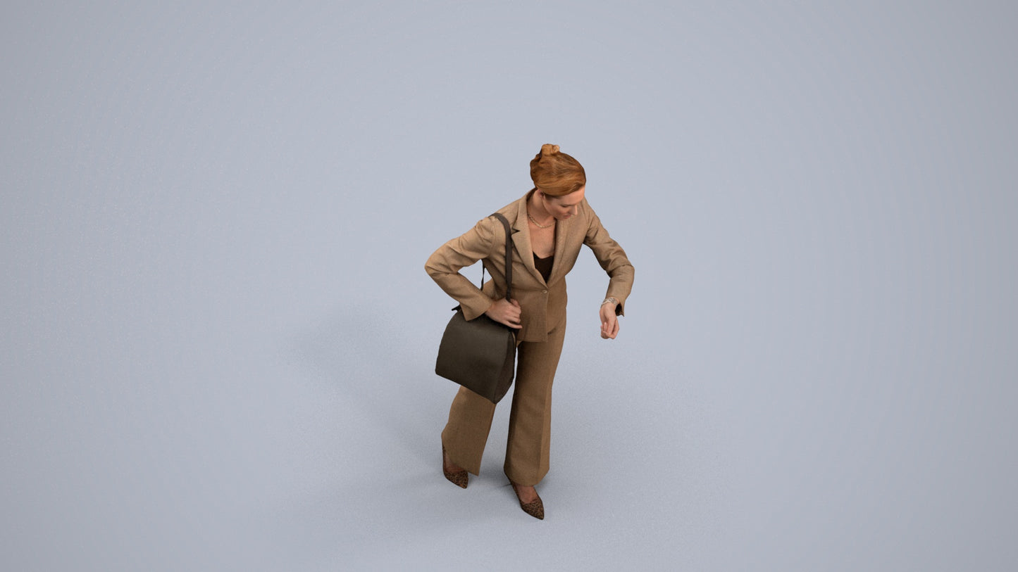 realistic 3D people woman business mix, render-ready for V-Ray and Corona, FBX OBJ, back view render