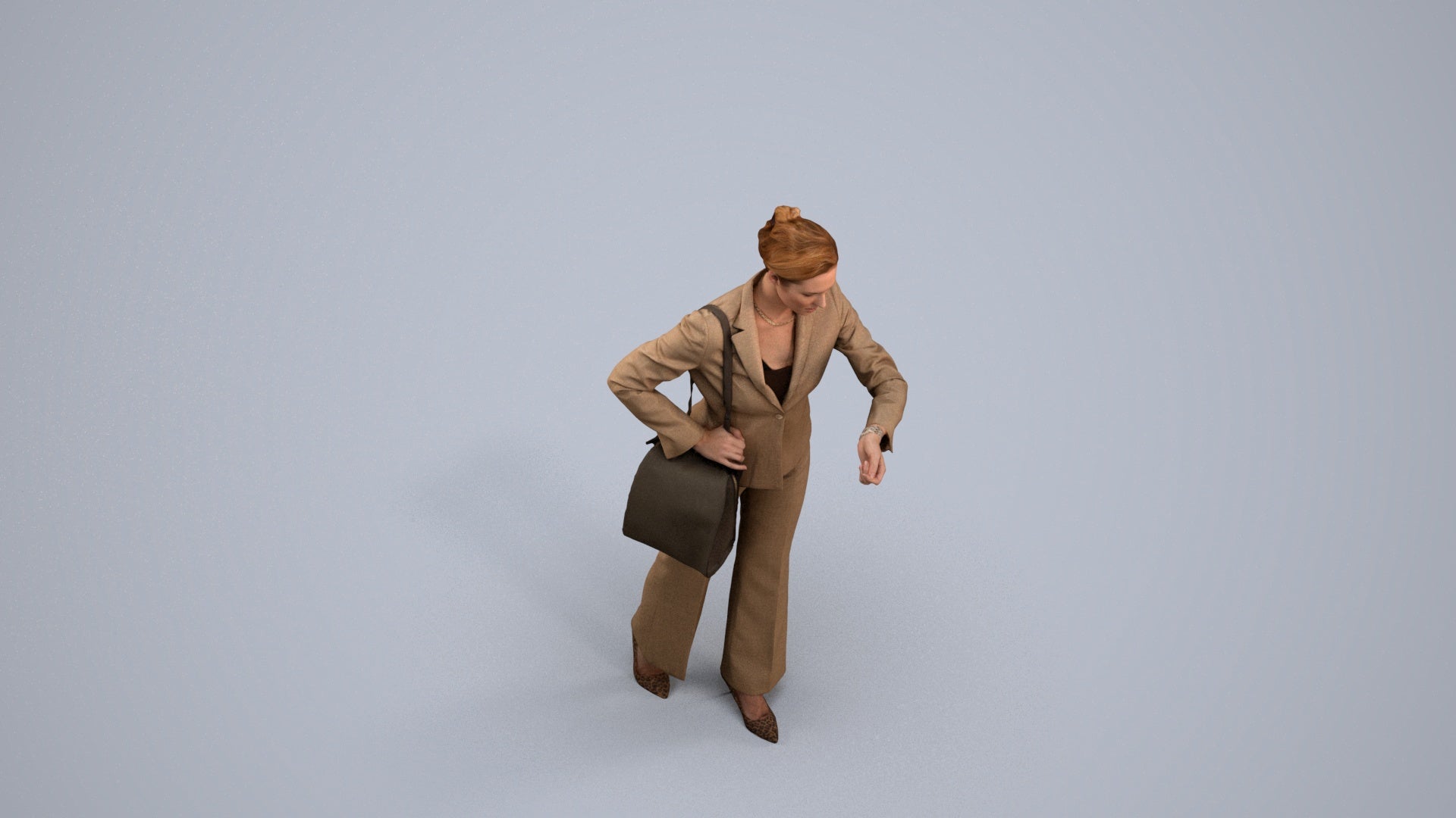 realistic 3D people woman business mix, render-ready for V-Ray and Corona, FBX OBJ, back view render