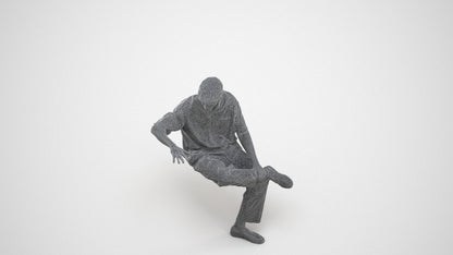 realistic 3D people man casual sitting, render-ready for V-Ray and Corona, FBX OBJ, wireframe three-quarter view