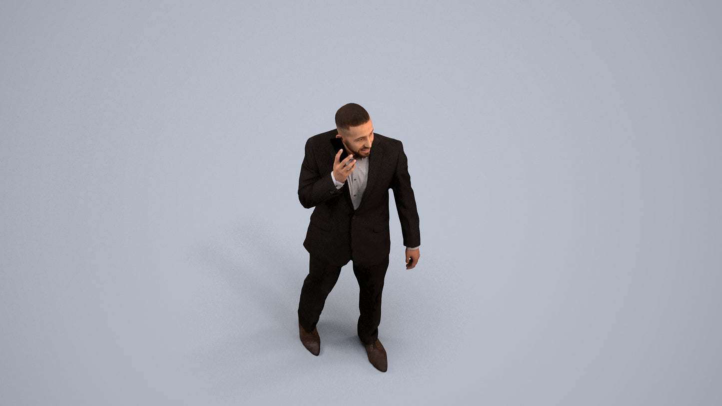realistic 3D people man business, render-ready for V-Ray and Corona, FBX OBJ, back view render