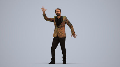 realistic 3D human man formal dancing, archviz people FBX OBJ for Blender, standing pose render