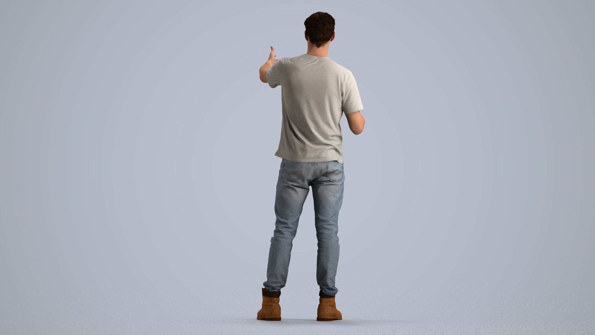 realistic 3D man casual standing, scanned archviz people for Blender and 3ds Max, front view render