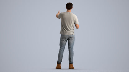 realistic 3D man casual standing, scanned archviz people for Blender and 3ds Max, front view render