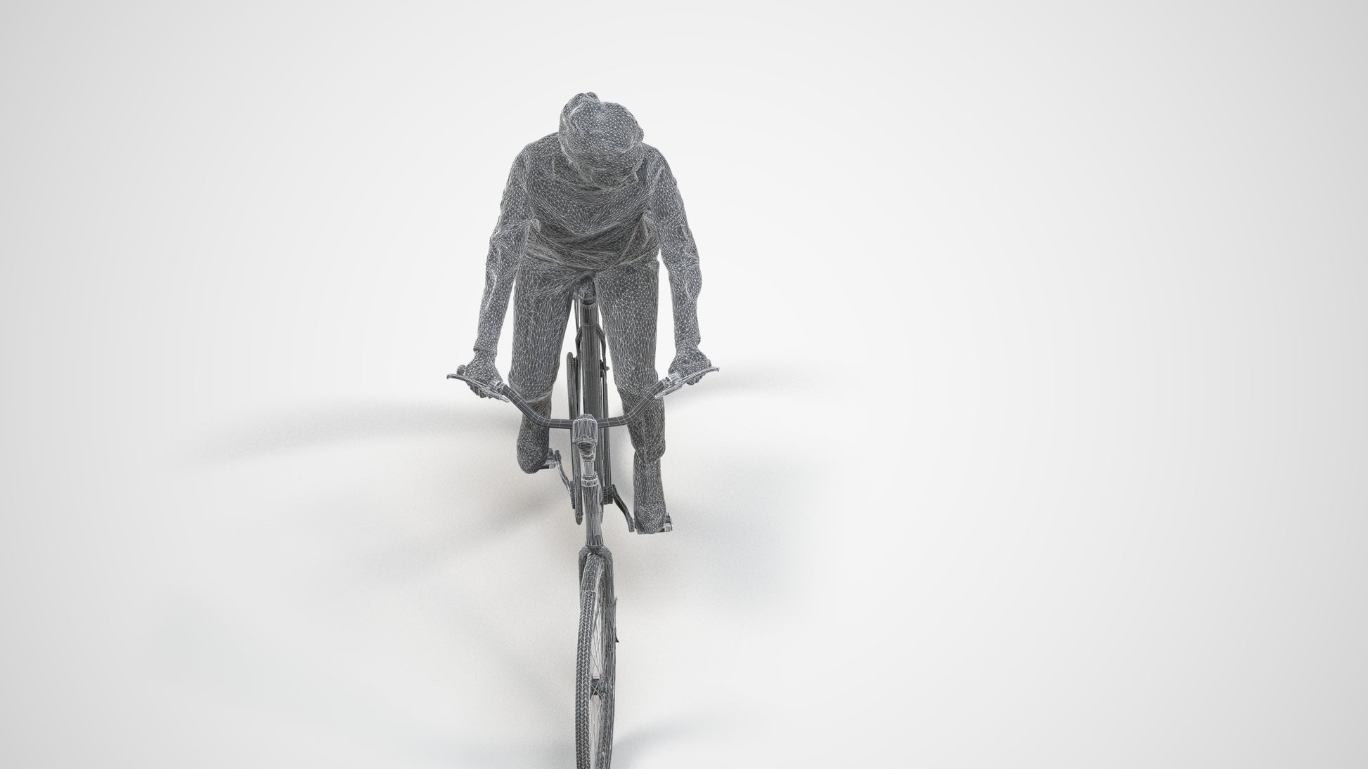 scanned 3D woman casual cycling, photogrammetry people for Enscape and V-Ray, wireframe three-quarter view