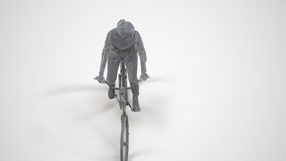 scanned 3D woman casual cycling, photogrammetry people for Enscape and V-Ray, wireframe three-quarter view