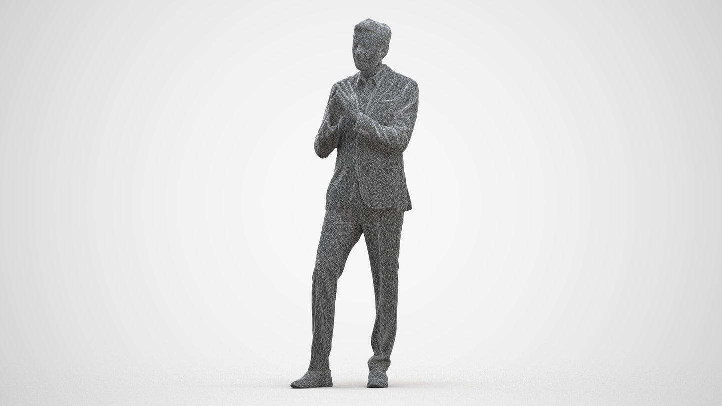realistic 3D human man business, archviz people FBX OBJ for Blender, three-quarter front view render
